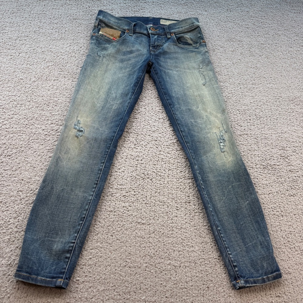 Diesel Grupee-Ankle Super Slim Distressed Jeans Blue Wash 25 Made in Italy